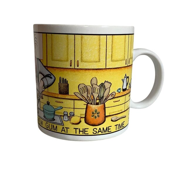 Vtg Humorous Mug "Cant Wok And Chew Gum" Long Overdue Japan John Long Signed - Picture 3 of 7